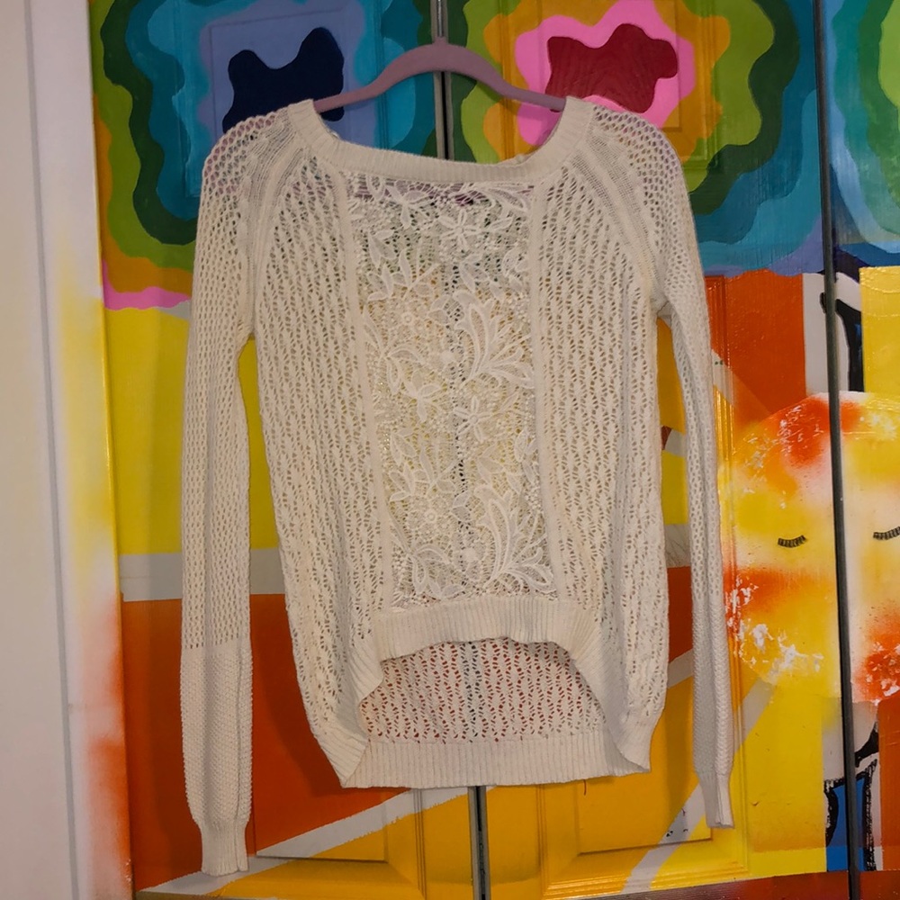 Lightly worn, Cream see through sweater.